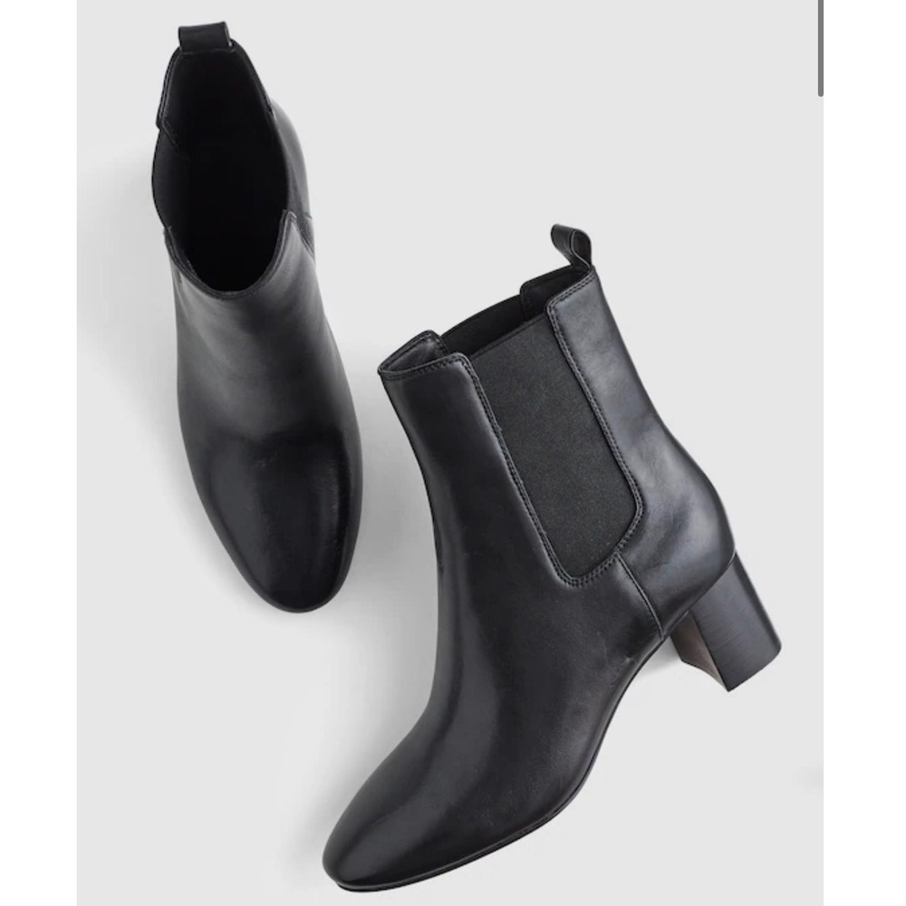 Madewell Women Size 8 Sylvia Chelsea Boot Black Leather Block Heel NX087